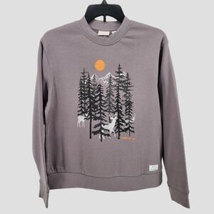 Mountain and Isles Graphic Sweatshirt Womens Small Crewneck Long Sleeve Stretch
